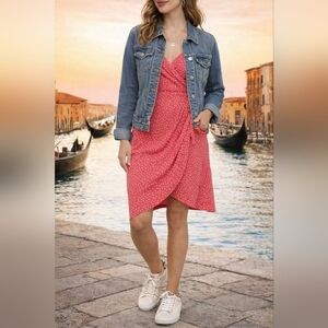 Polka Dot Wrap Dress in Pink